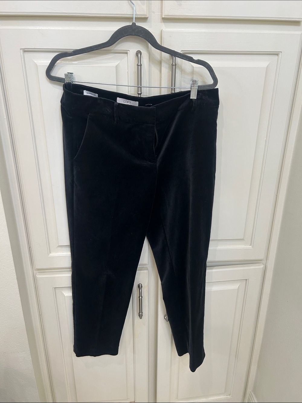 LOFT Black Cropped Velvet Ankle Pants